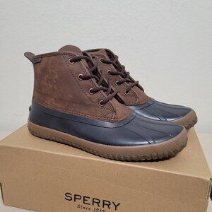 New Men Sperry Breakwater Duck Boot Waterproof Short Brown Navy Blue Size 9